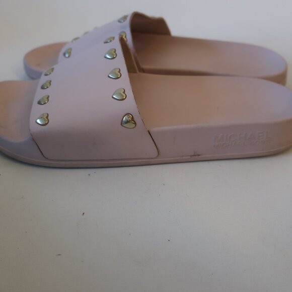 Womens Michael Michael Kors Light Pink Eva Heart Stud Slipper Slide Sandals 8 - Picture 4 of 12